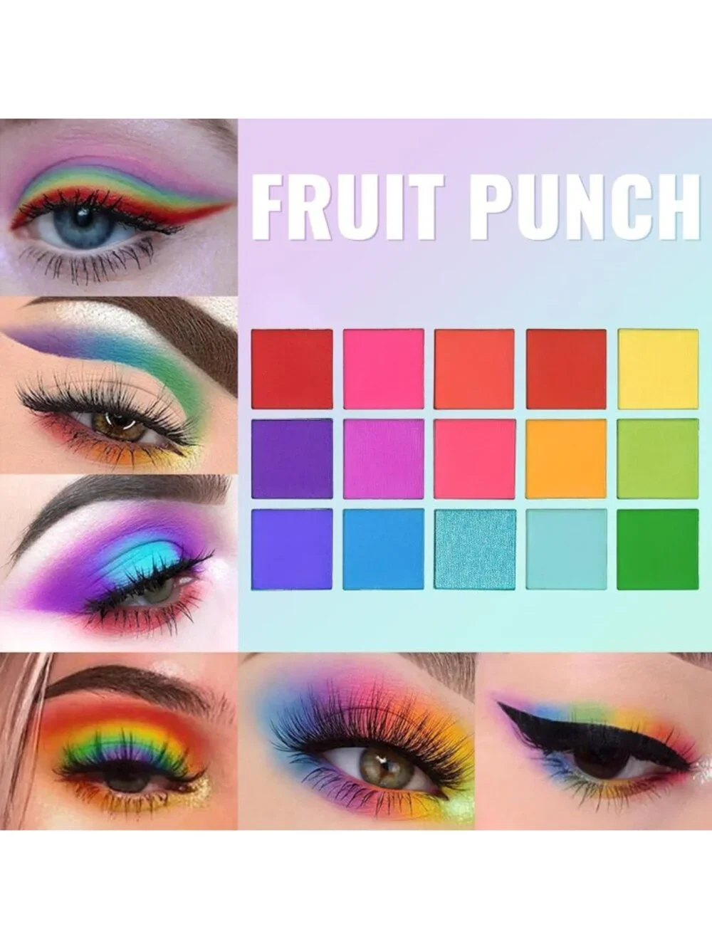 Vibrant 15-Color Eyeshadow Palette Set - Matte & Shimmer Neon Pastel Makeup Kit